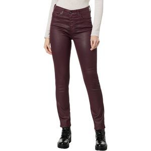 AG Farrah High Rise Ankle Skinny Jeans w/ Leather Panel, Wine Bloom, Women's Siz